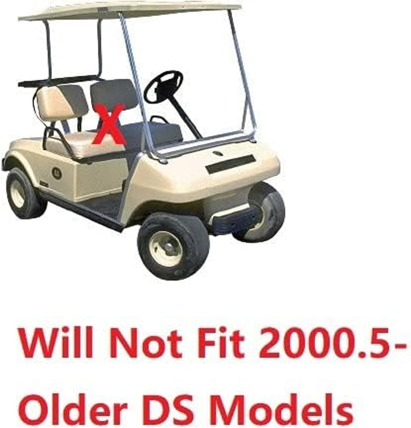 Huskey Parts Company Golf Cart Seat Cushion, Beige Color Front Bottom Seat for Club Car DS 2000 to 5 & Up, Golf Cart Front Seat Replacement with Mounting Hardware & Hinges