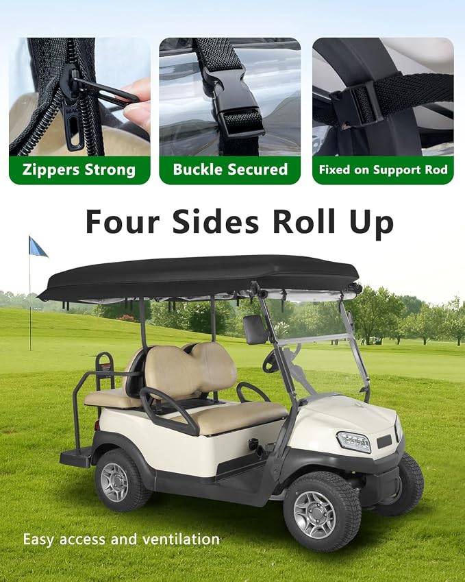 Golf Cart Enclosure 4 Passenger Extended Roof 88 inch - Image 4