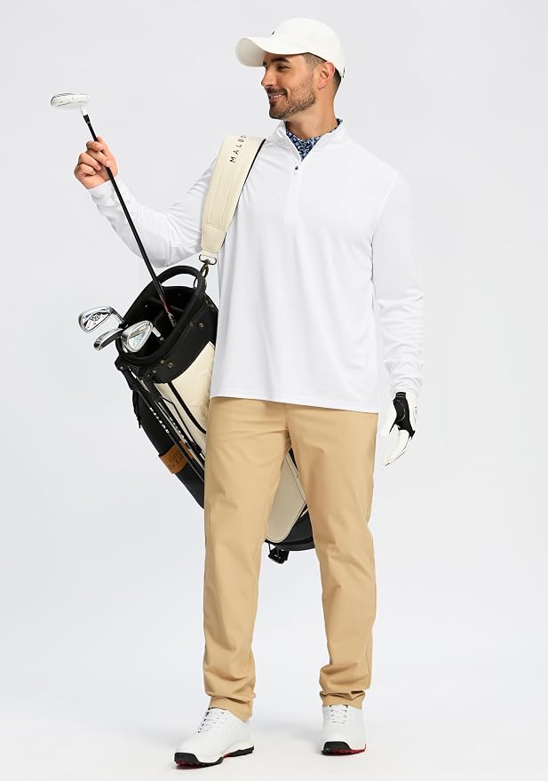 Obla Golf Quarter Zip Pullover for Men Mock Neck Sweatshirt Lightweight Sun - Image 6