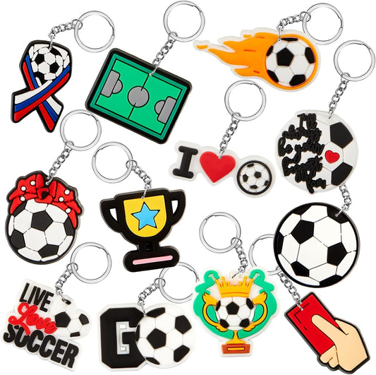 Batiyeer 36 Pack Soccer Keychains Bulk Party Favors Sports Ball Key Chains Funny Keyring Gifts for Birthday Supplies