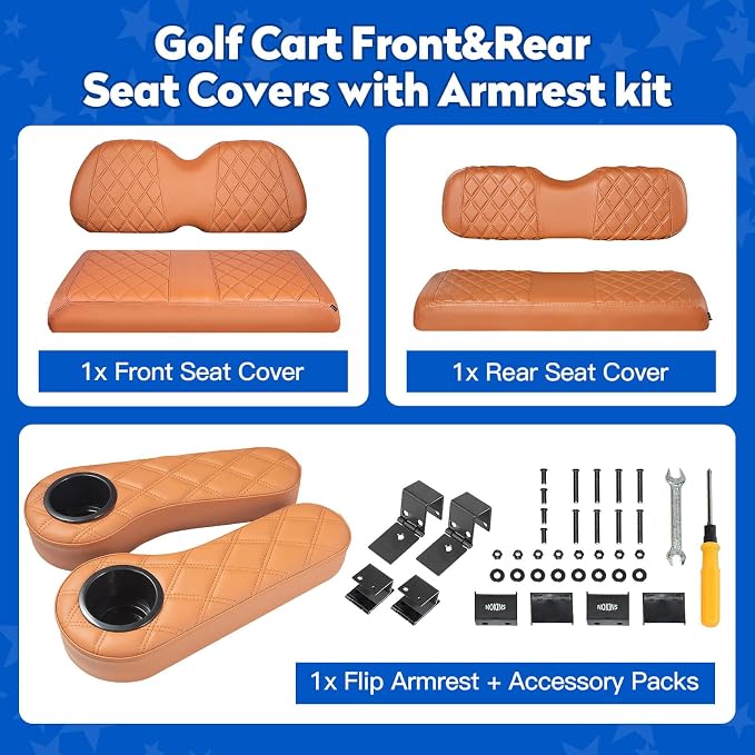 NOKINS Golf Cart Seat Covers for Club Car Precedent, Vinyl Front&Rear Seat Cover - Image 5