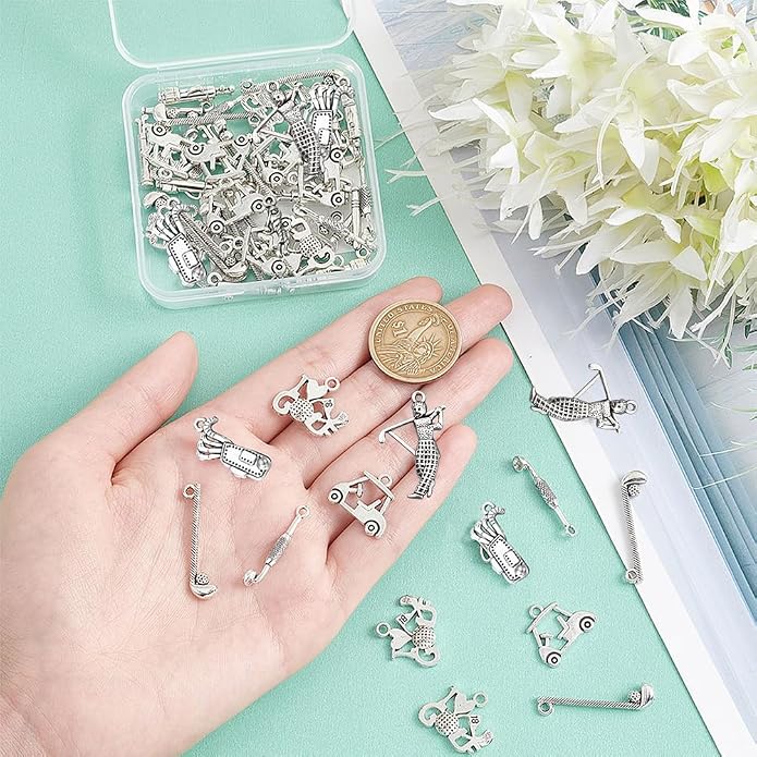 SUNNYCLUE 1 Box 60Pcs Golf Charms Golf Charm Bulk Sport Club Cart Sports - Image 3