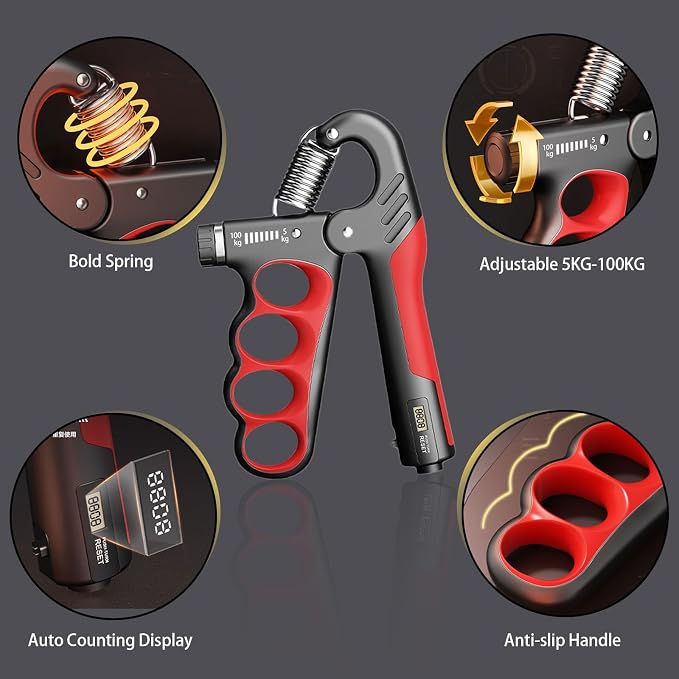Grip Strength Trainer, 5-100KG Adjustable Resistance Forearm Hand Gripper - Image 3