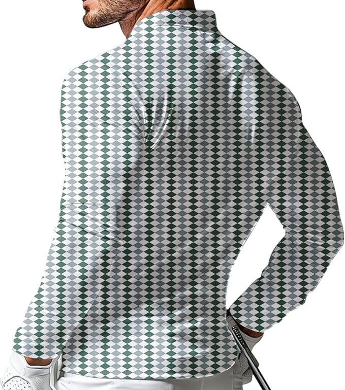 Men's Long Sleeve Golf Shirt Quick Dry 3 Button Work Fishing Outdoor Casual - Image 2