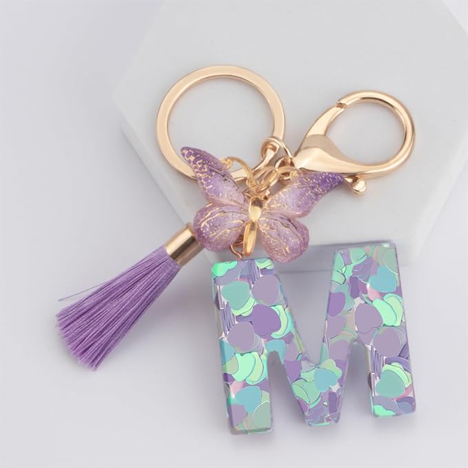 Suweibuke Colourful Cute Initial Letter Keychains - Image 2