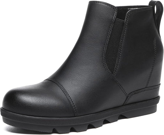 Athlefit Women's Wedge Ankle Boots Comfortable Slip On Wedge Booties by Athlefit