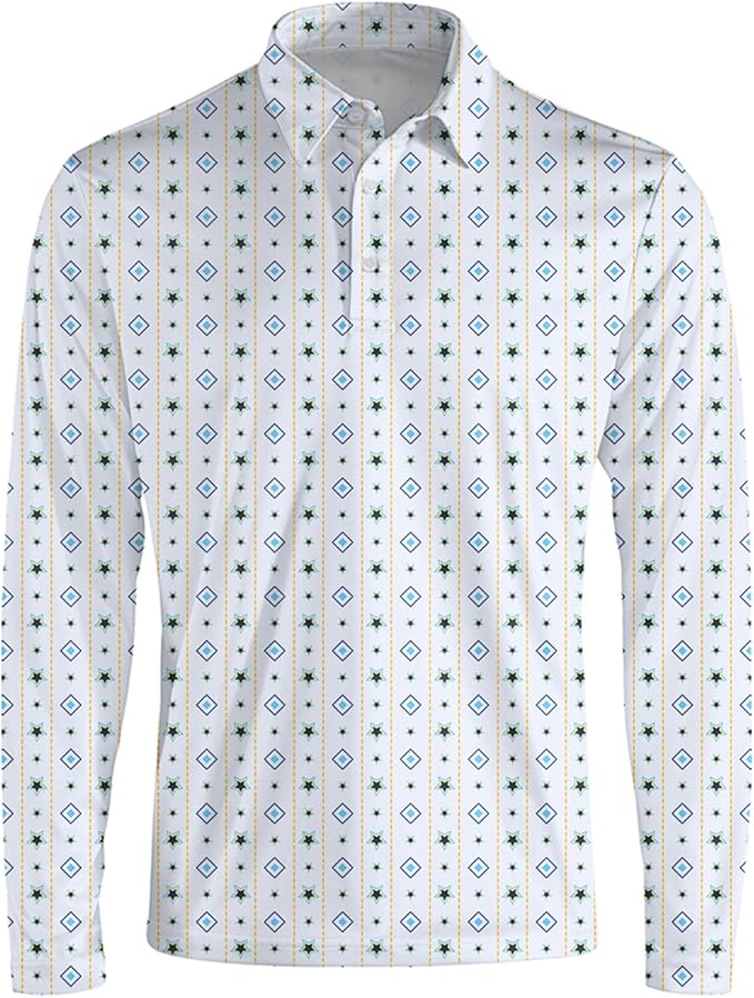 Men's Long Sleeve Golf Shirt Quick Dry 3 Button Work Fishing Outdoor Casual by SQPO