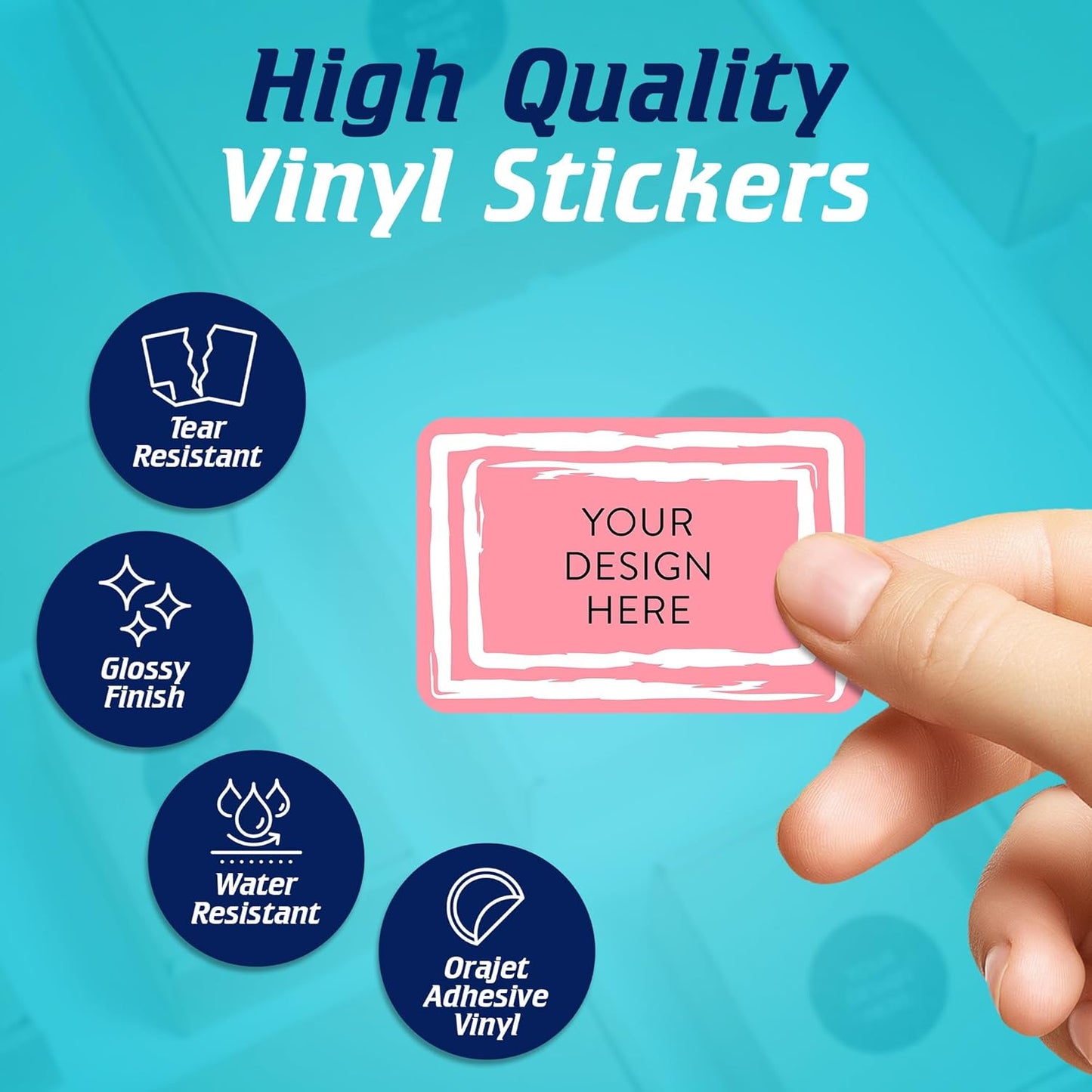 100 Custom Vinyl Stickers - Upload Your own Image, Text, Design, Logo - Personalized Logo Labels for Handmade, Packaging, Bottle, Jars, Candle, Brand Stickers (Pink, 5x3)