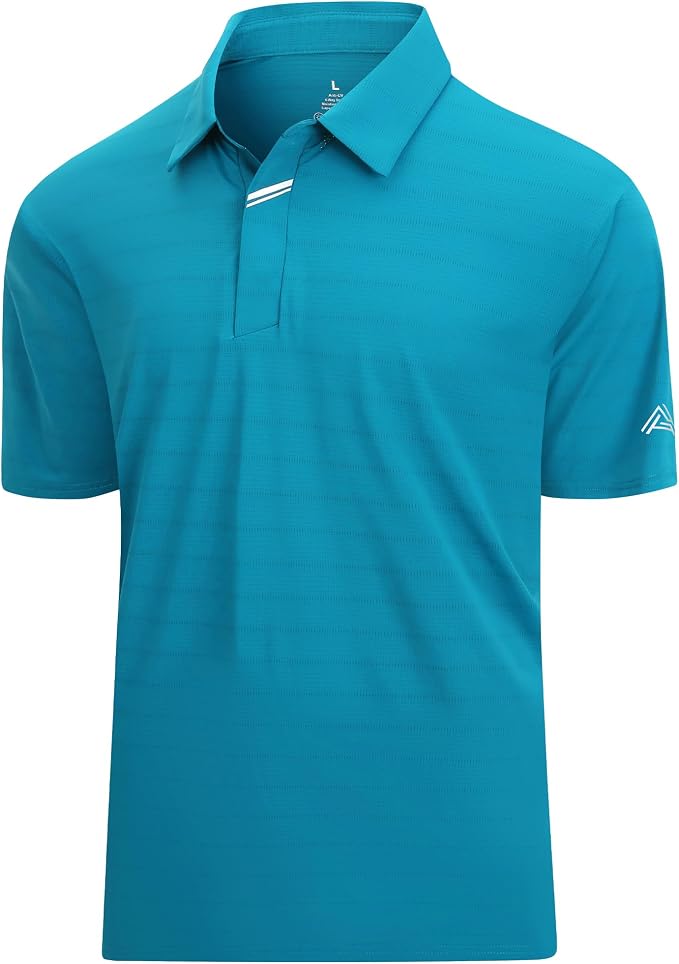 Esabel.C Jacquard Golf Shirts for Men Moisture Wicking Short Sleeve Performance by EsabelC