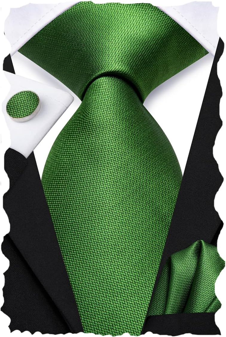 Hi-Tie Men 63inches Tie Set Extra Long Necktie Paisley Tie Pocket Suqare Cufflinks Big and Tall Men Tie