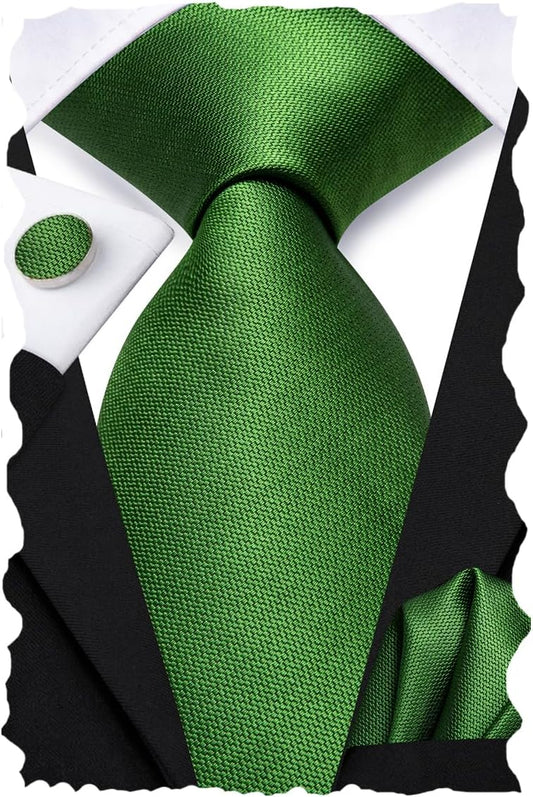 Hi-Tie Men 63inches Tie Set Extra Long Necktie Paisley Tie Pocket Suqare Cufflinks Big and Tall Men Tie