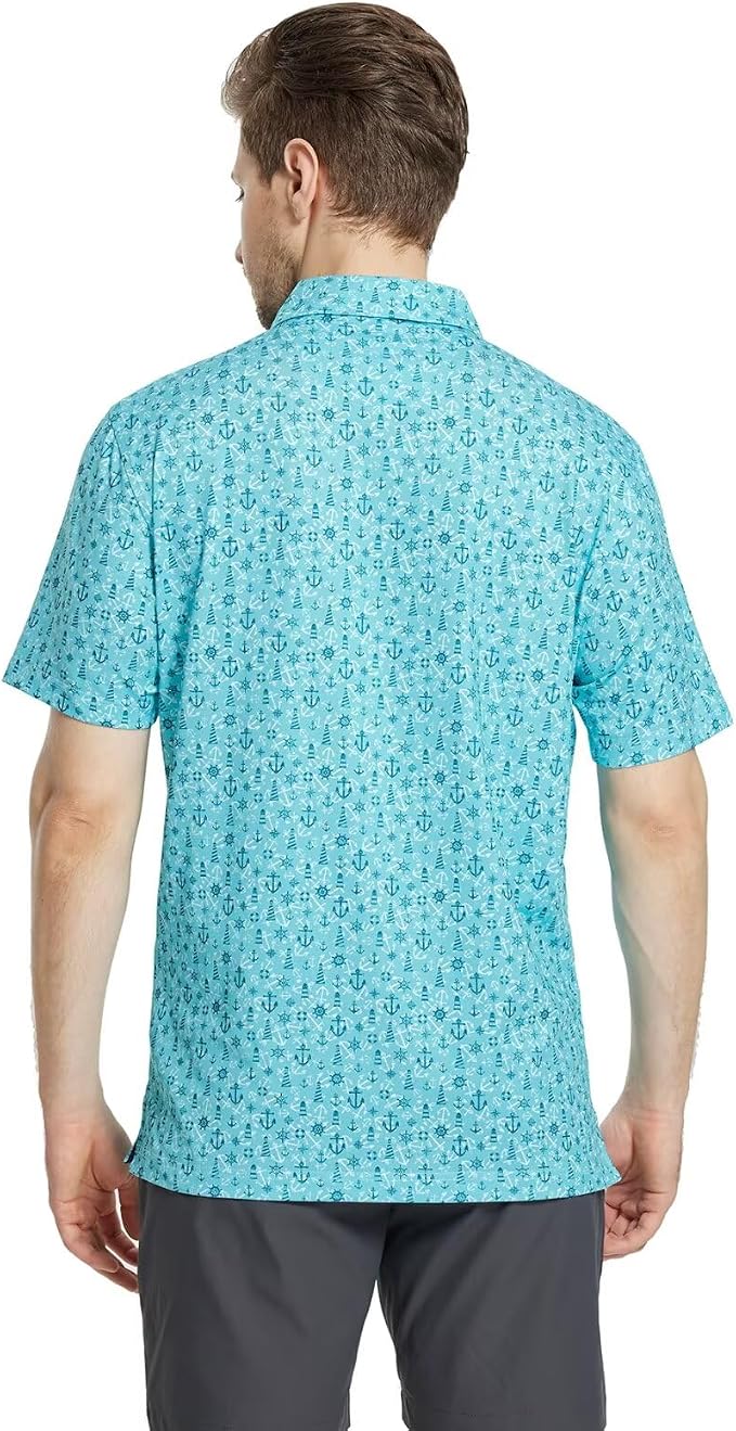 M MAELREG Mens Golf Shirt Short Sleeve Dry Fit Print Moisture Wicking - Image 4