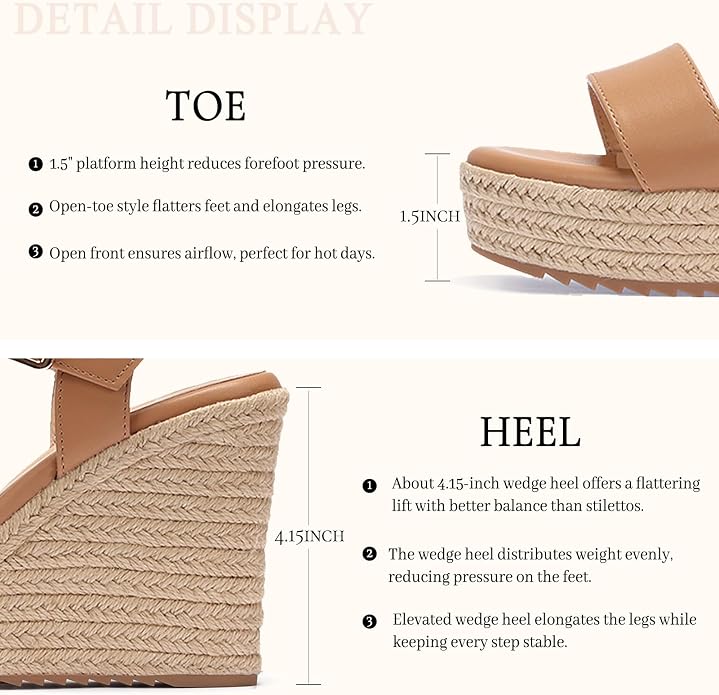 VICKI·VICKI Wedges for Women Platform Sandals Wedge Heels for Sandals - Image 6