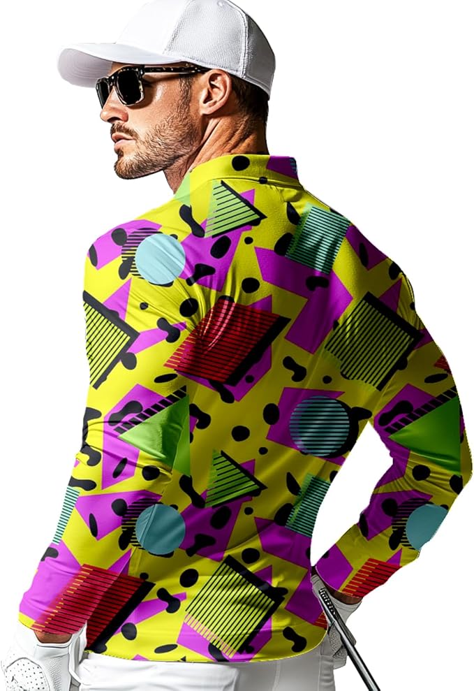 Men's Long Sleeve Golf Shirt Quick Dry 3 Button Work Fishing Outdoor Casual - Image 2