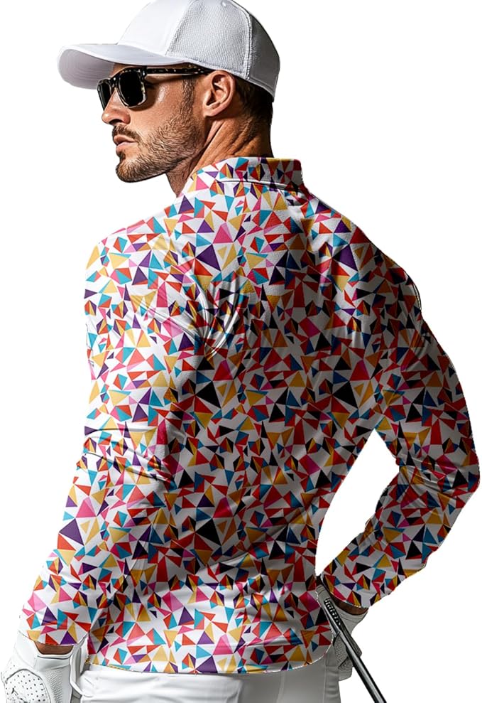 Men's Long Sleeve Golf Shirt Quick Dry 3 Button Work Fishing Outdoor Casual - Image 2
