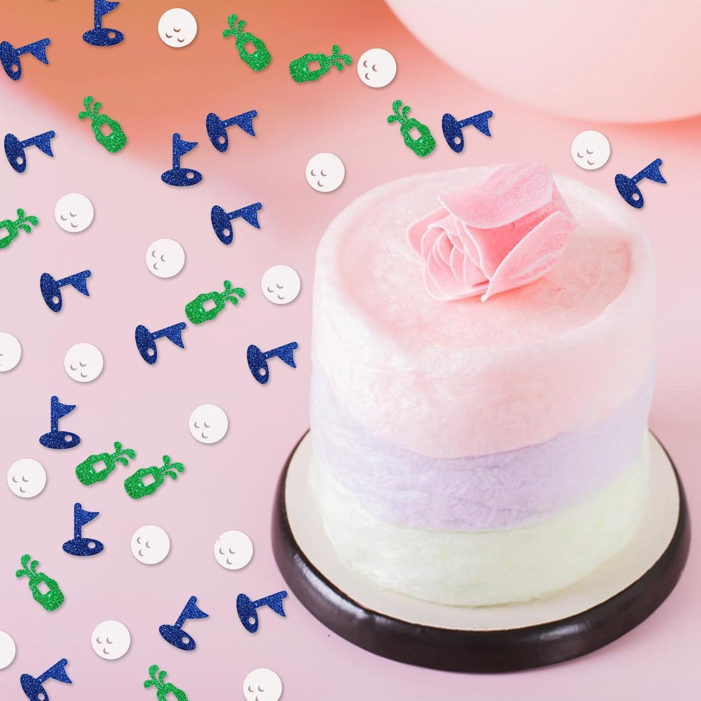 120pcs Golf Confetti, Golf Party Table Confetti, Green&Blue Glitter Golf Ball Table Scatter for Baby Shower, Golf Themed Gender Reveal/Kids Birthday Party Decoration