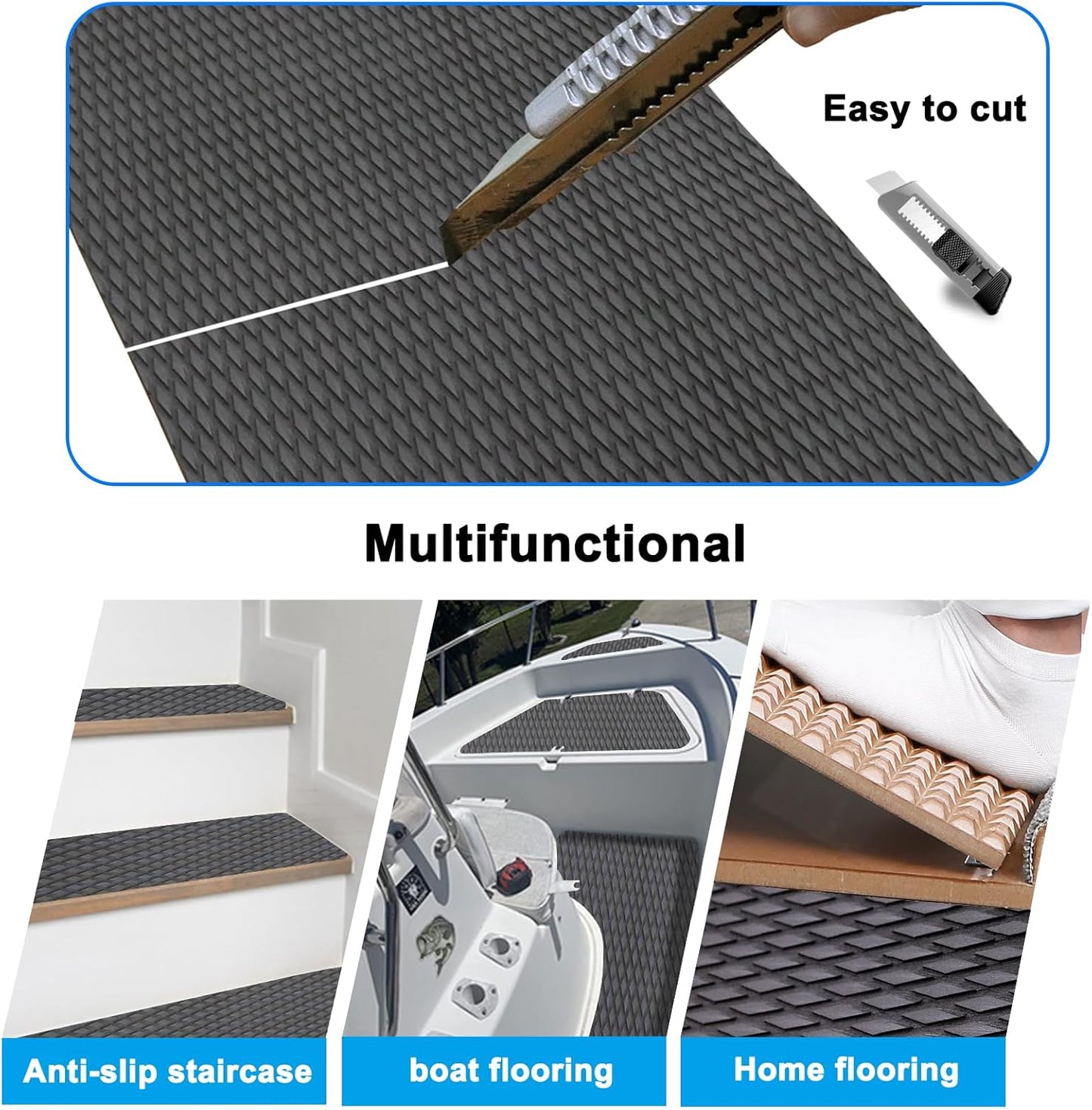 HZshark EVA Foam Boat Decking Sheet Universal DIY Surfboard Traction Pad Non-Slip Grip Mat Trimmable Sheet for Kayak RV Yacht Pool Skateboard Skimboard Step Green Yellow Orange Blue Dark Grey Black