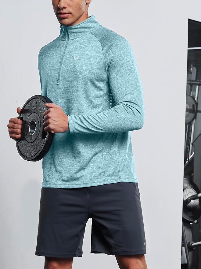 NORTHYARD Quarter Zip Pullover Men Running Shirt Long Sleeve Moisture Wicking - Image 3