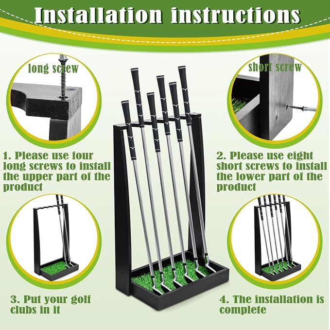 Lenwen Wooden Golf Putter Stand Golf Club Holder Stand Wooden Display Rack - Image 2
