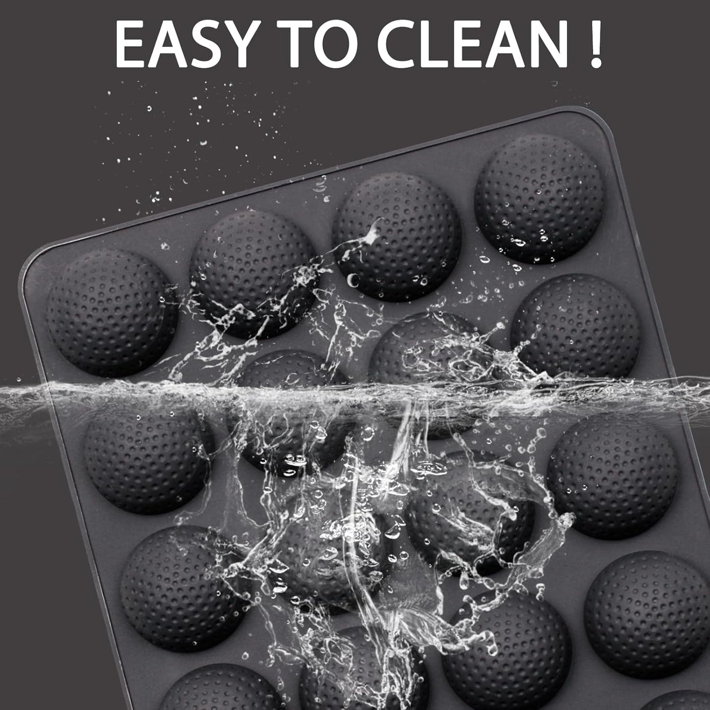 2 Pcs Golf Ball Chocolate Mold Tray, 20 Cavity Nonstick 3D Golf Ball Silicone Molds for Cake Decoration Cake Pop Ice Cube Hot Cocoa Bomb, Black