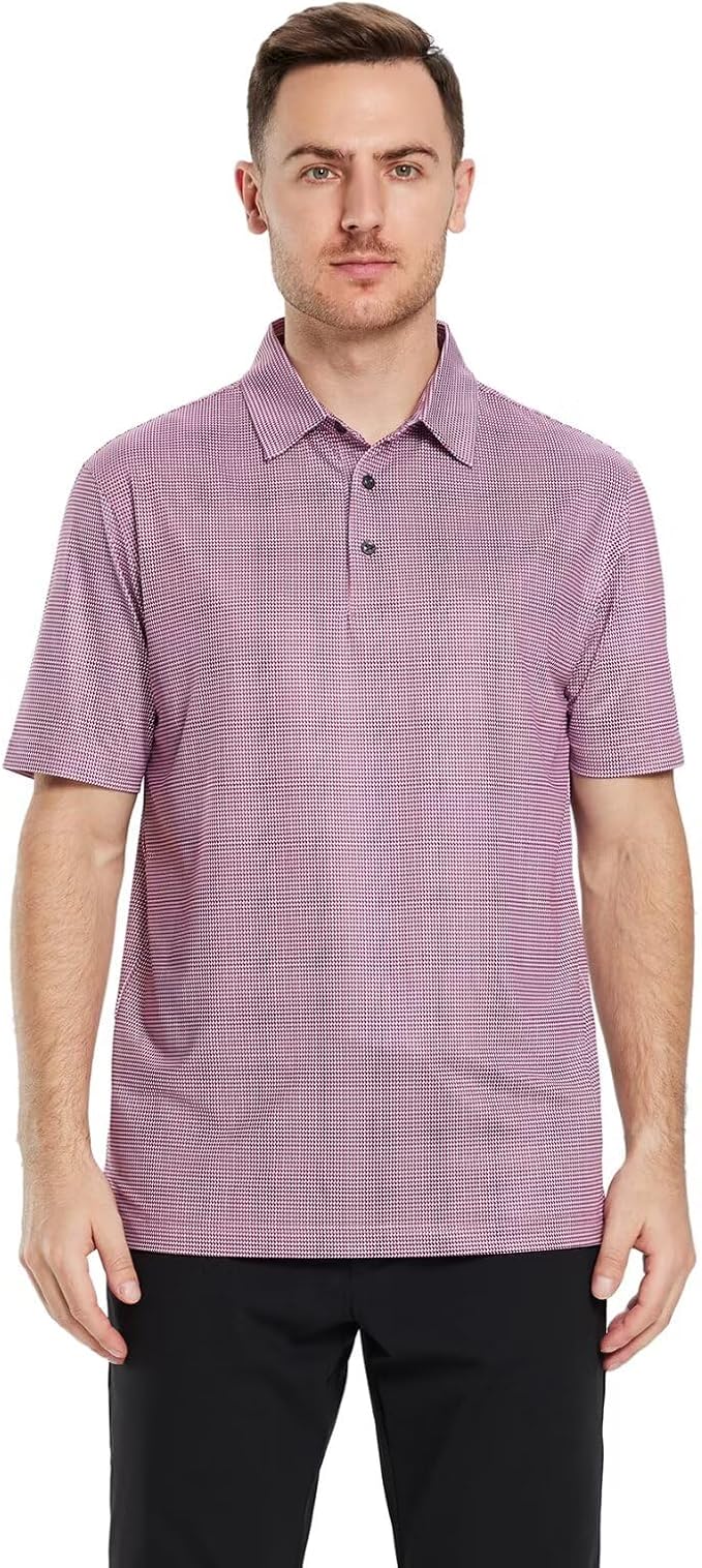 Golf Shirts for Men Dry Fit Short Sleeve Print Performance Moisture Wicking - Image 2