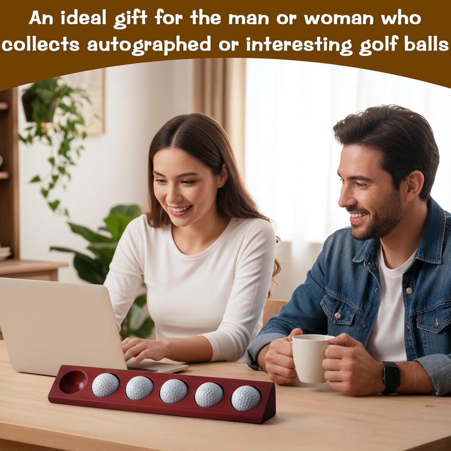 2 Pack Wooden Golf Ball Display Case 6 Standard Size Wall Mount Golf Ball Stand Holder Display for Collector Sport Memorabilia Accessories Gift