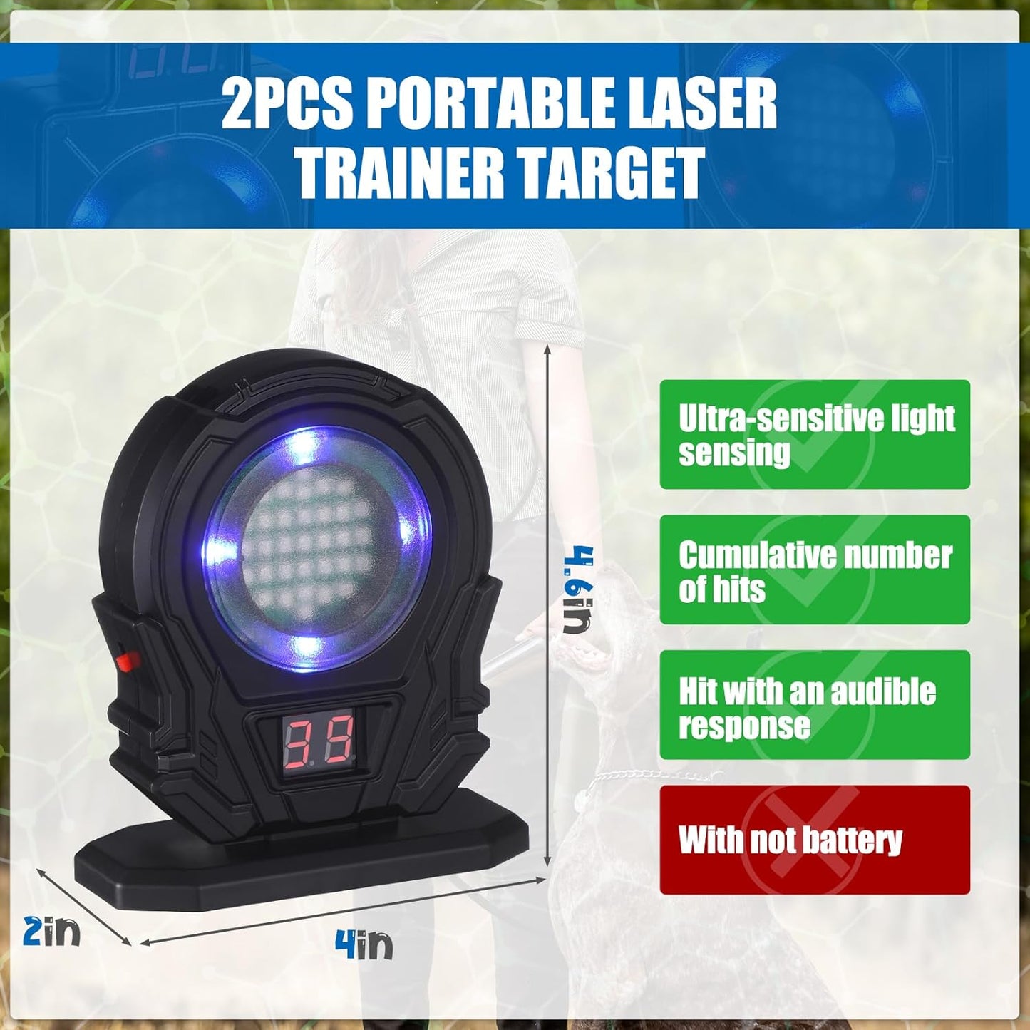 2 Pcs Dry Fire Laser Training System Portable Trainer and Counting Laser Targets for Dry Fire Shooting Practice