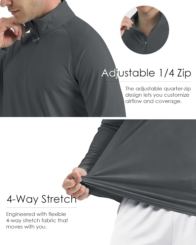 Boladeci Men's UPF 50+ Sun Shirts 1/4 Zip Long Sleeve SPF UV Protection - Image 6