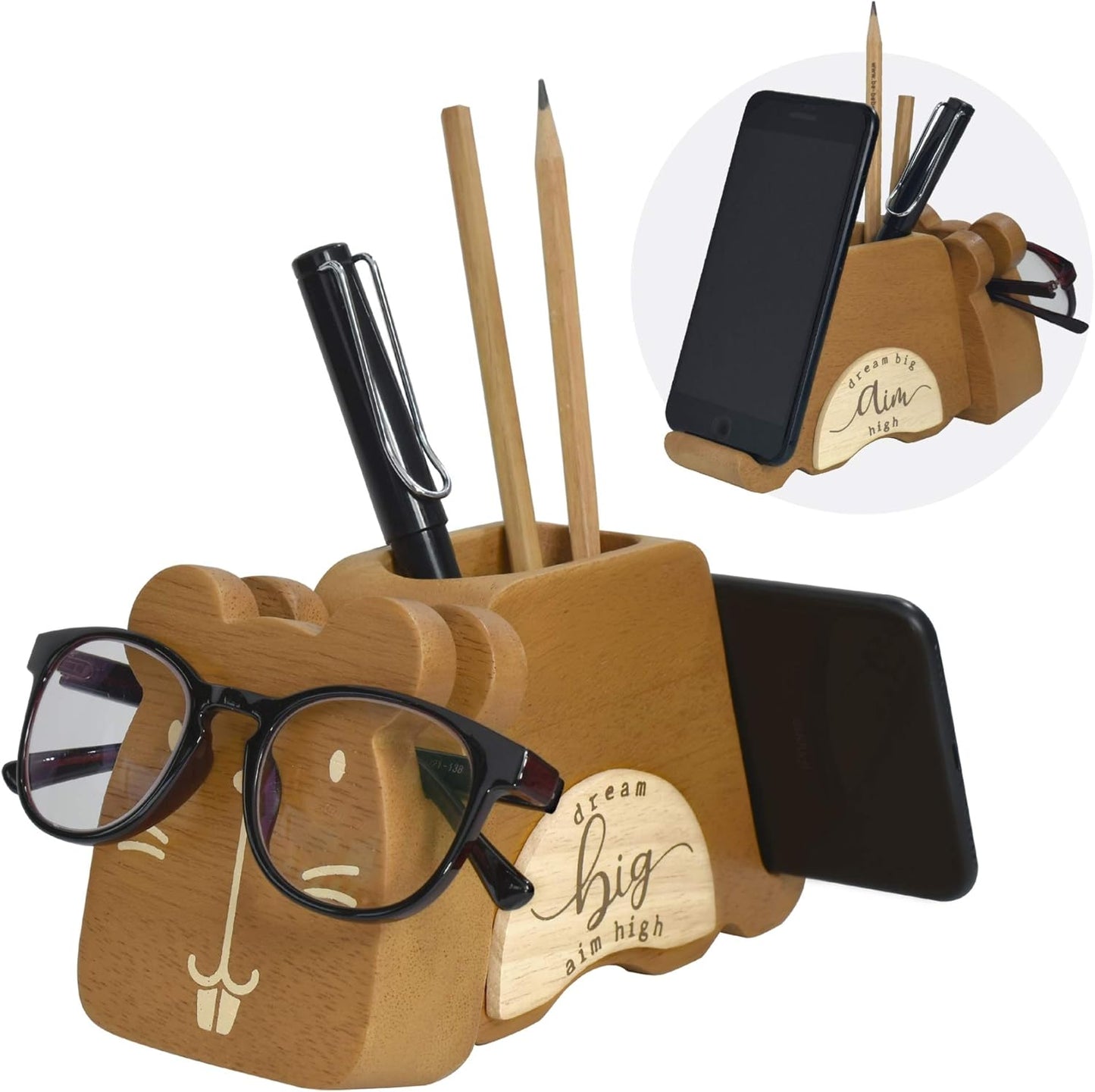 I'm Wood Multipurpose Eyeglass Phone Pen & Hamster Pencil Holder