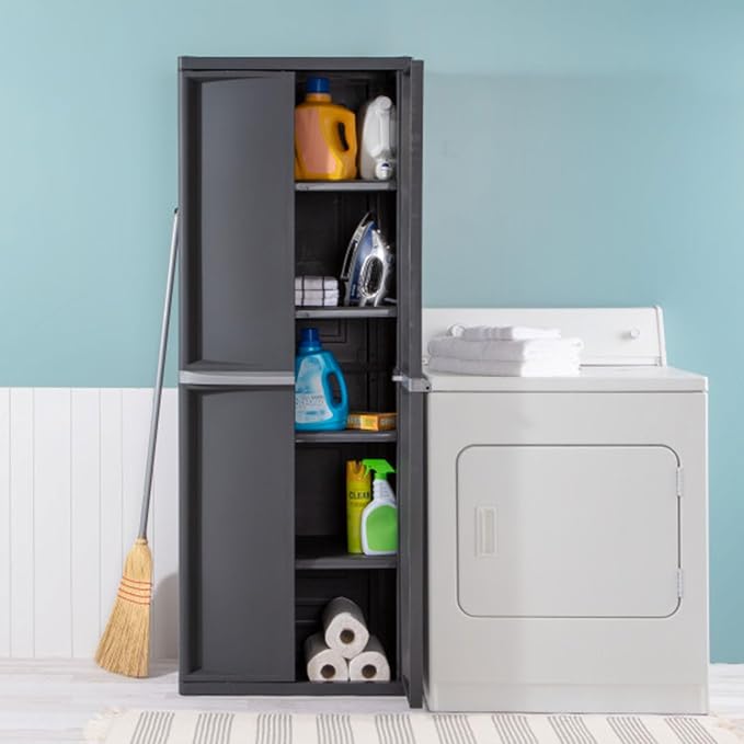 Sterilite 2-Pack 4 Shelf Cabinet, Lockable Utility Storage w/ Adjustable Shelves - Image 4