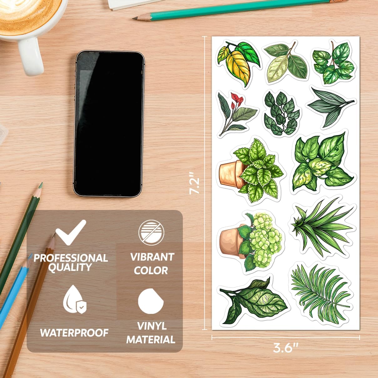 108Pcs Botanical Stickers Pack Vinyl Plant for Scrapbooking Laptop Water Bottle Journal Planner DIY Crafts Greenery Leaf Strawberry Houseplant Aesthetic Decor