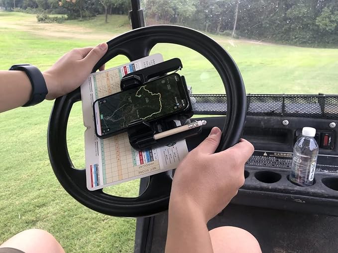 Golf Cart Phone Holder Steering Wheel Cell Phone Mount Flip Up Club Car Golf - Image 4
