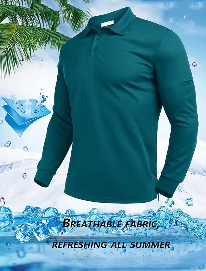 Deyeek Men's Polo Shirts Long Sleeve Golf Polo Shirts - Image 2