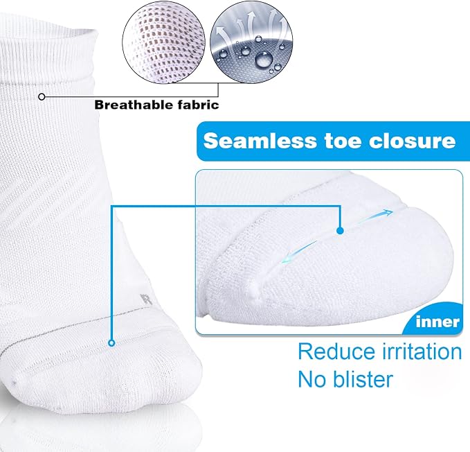 Hylaea No Show Running Athletic Anti-Blister Wicking Coolmax Socks, Seamless - Image 4
