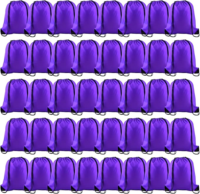 KUUQA 60Pcs Purple Drawstring Backpack Bag Bulk Drawstring Bags String Bags by KUUQA