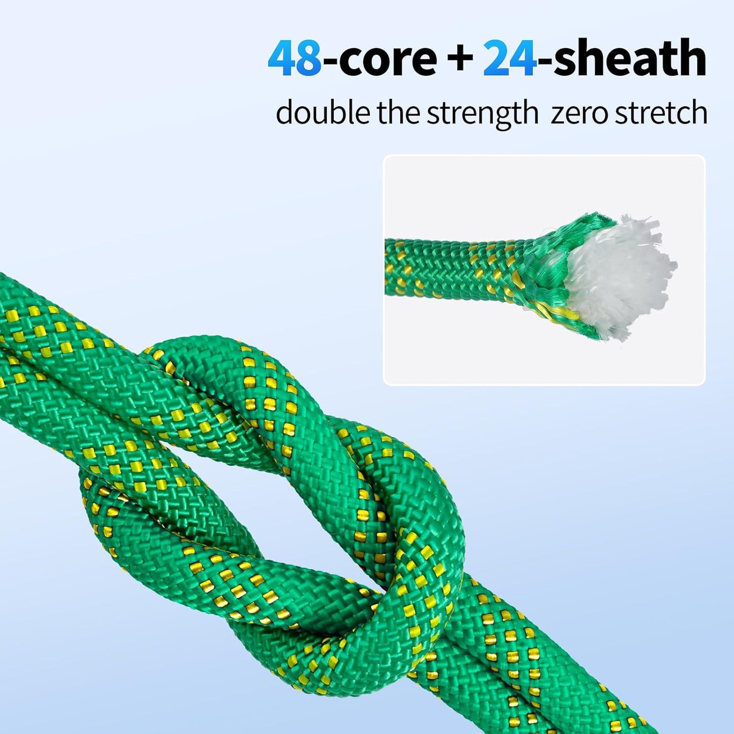 150Ft 1/2 Inch Heavy Duty Climbing Rope - for Tree Swing, Pulling, Outdoor & Gym Use (Green)