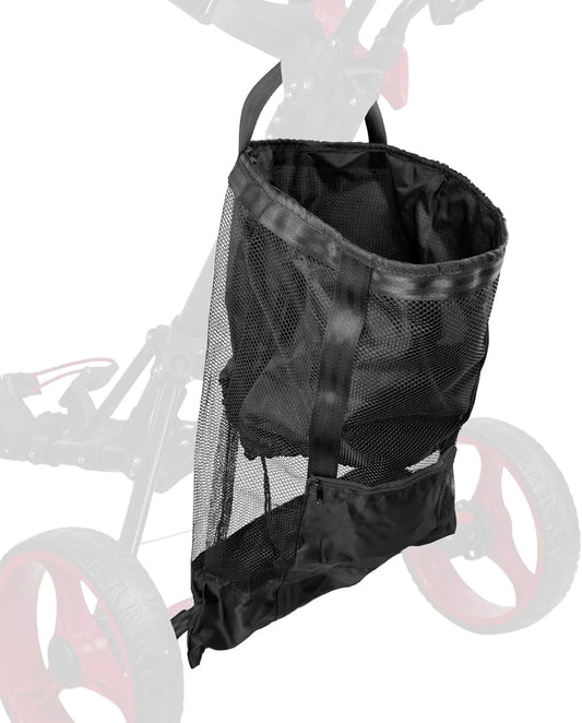 Golf Push Cart Accessories - Backside Extension Storage Bag, Push Cart Organizer Golf Accessory Bag (Black, Large)