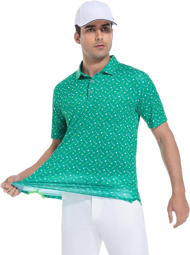 Esabel.C Golf Shirts for Men Dry Fit Performance Short Sleeve Print Moisture - Image 4