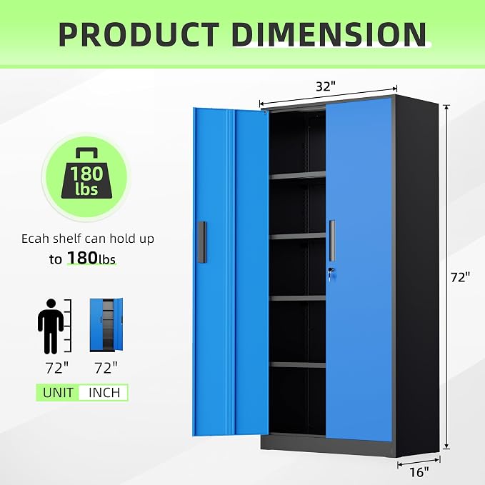 INTERGREAT Metal Storage Cabinet, Tall Metal Cabinet - Image 3