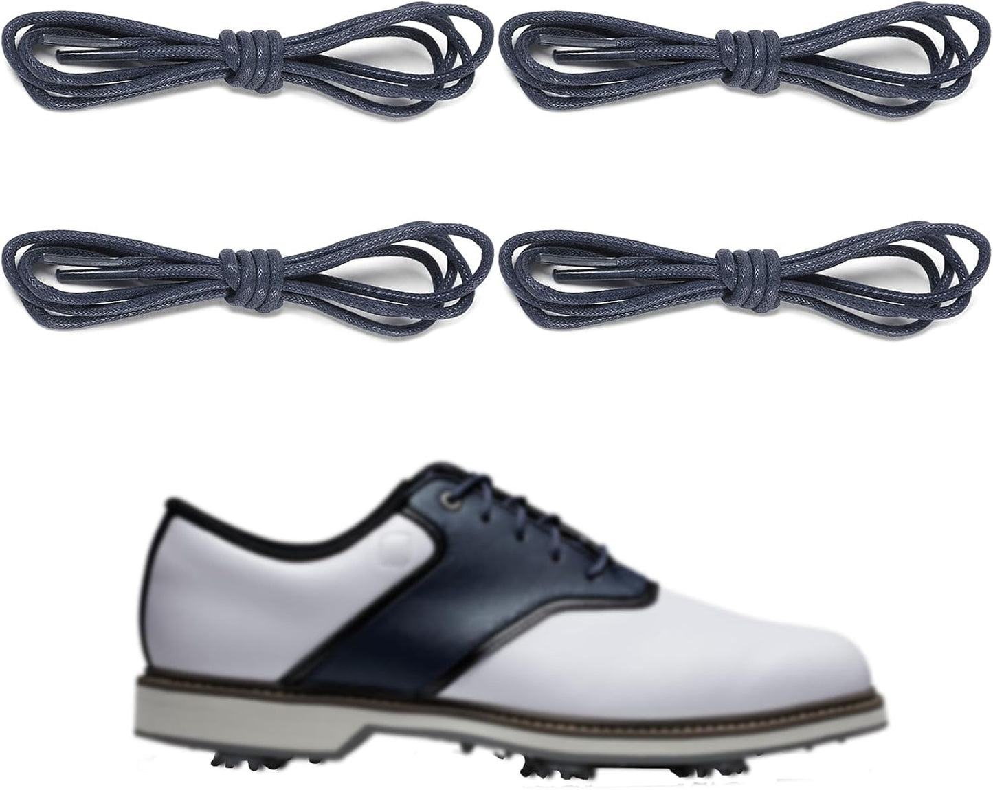 2 Pairs Waxed Golf Shoelaces for FootJoy Shoes, 3/32"(2.5mm) Oxford Thin Dress Shoe Laces Replacement Strings