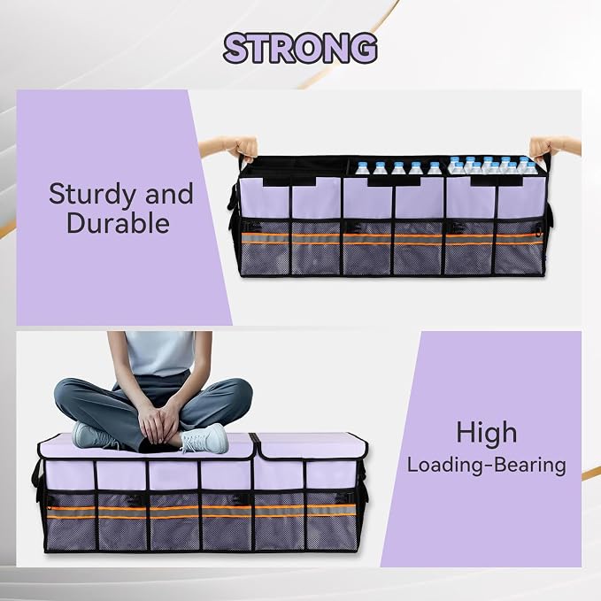 Car Trunk Organizer with Lid, Collapsible Car Storage Organizer with Multi - Image 5