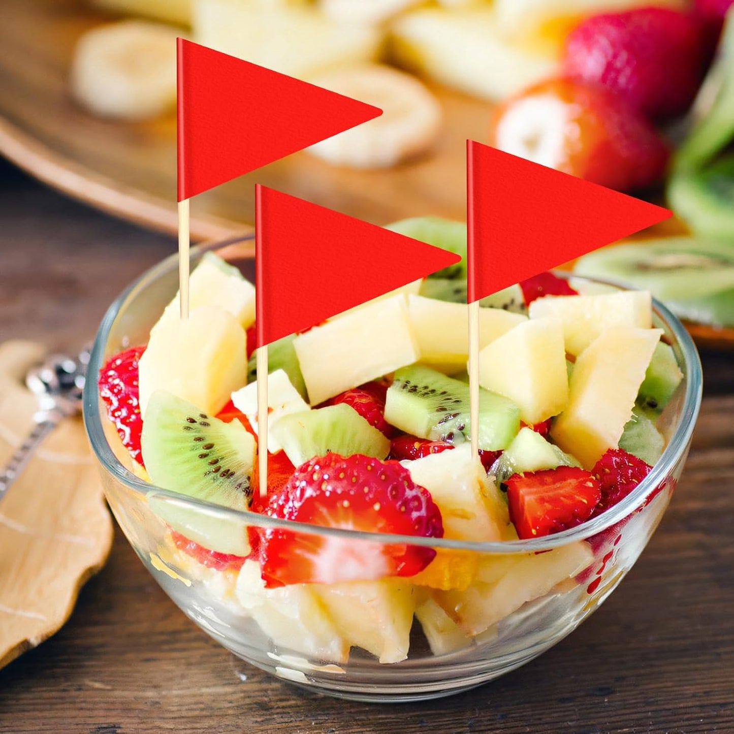 100PCS Red Solid Toothpick Flags, 1.45X2.59'' Tiny Red Flags Triangle Stick Golf Cupcake Toppers for Cupcake Sticks, Mini Golf Flags for Appetizers Fruit Cheese Markers for Wedding Party Buffet