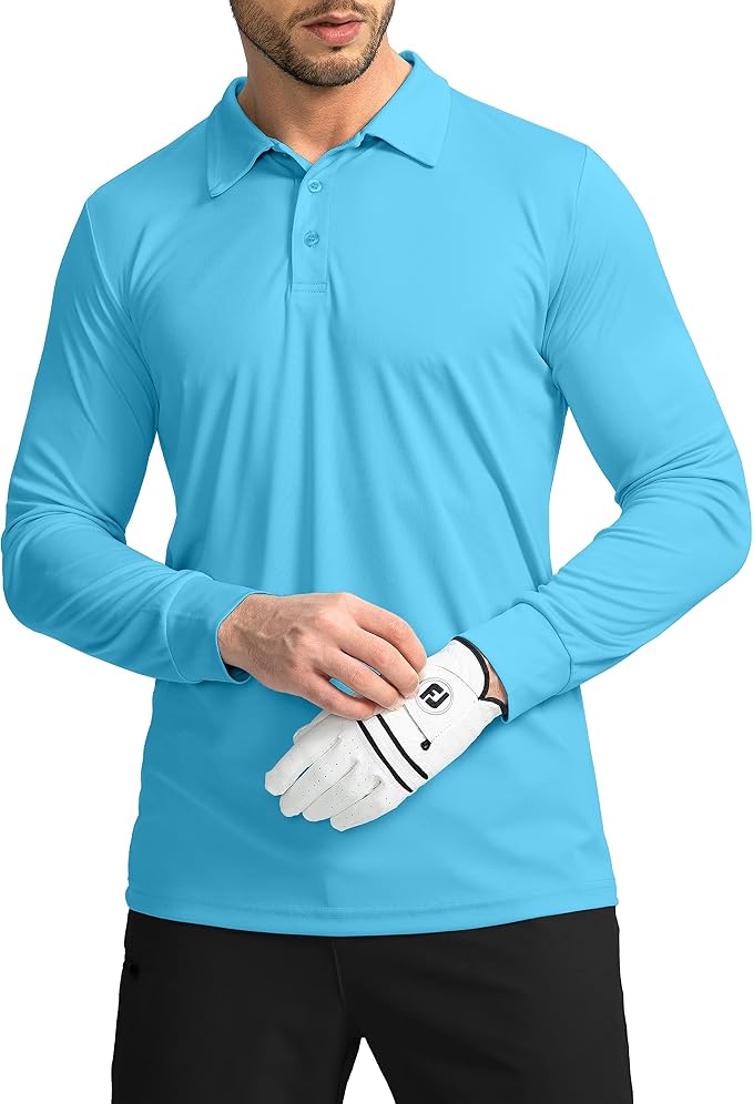 Men's Polo Shirt Long Sleeve Golf Shirts Lightweight UPF 50+ Sun Protection by GGradual