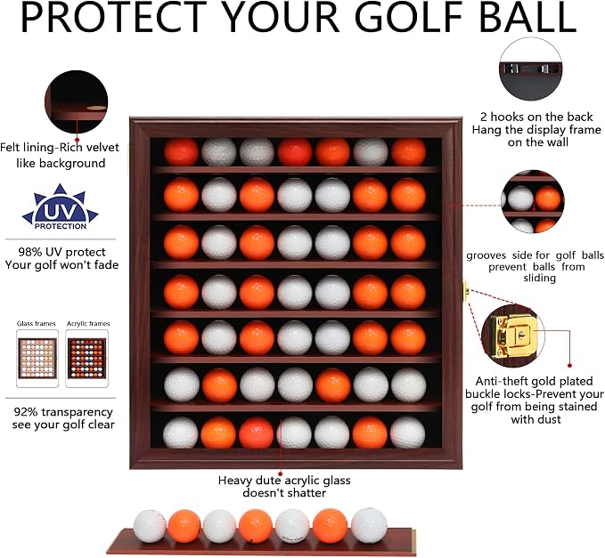 49 Golf Ball Display Case Cabinet Wall, Golf Ball Display Rack, Golf Gift - Image 2