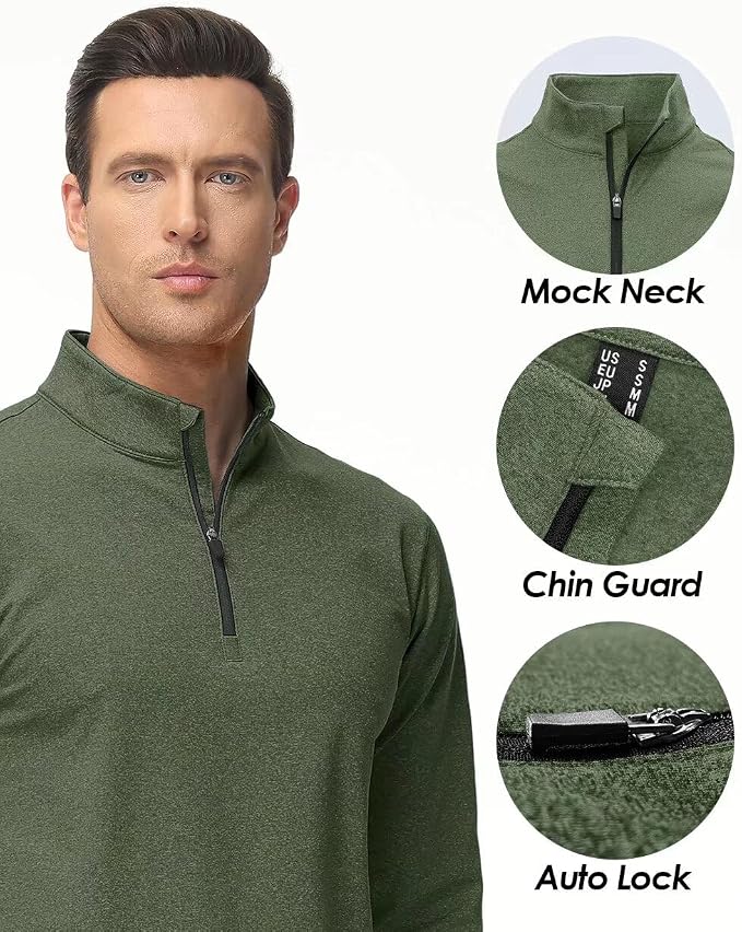 Boladeci Men's Quarter Zip Pullover Premium Fleece Lined Heather Long Sleeve - Image 4
