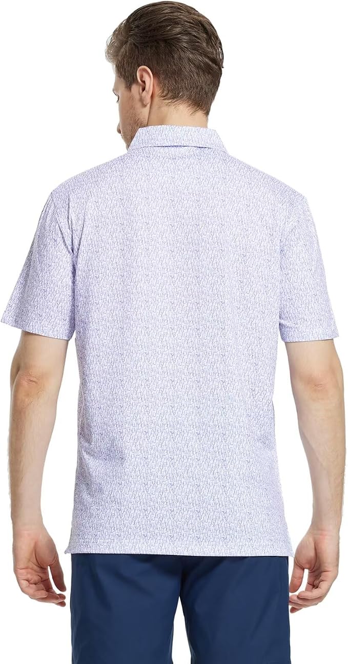 M MAELREG Mens Golf Shirt Short Sleeve Dry Fit Print Moisture Wicking - Image 4