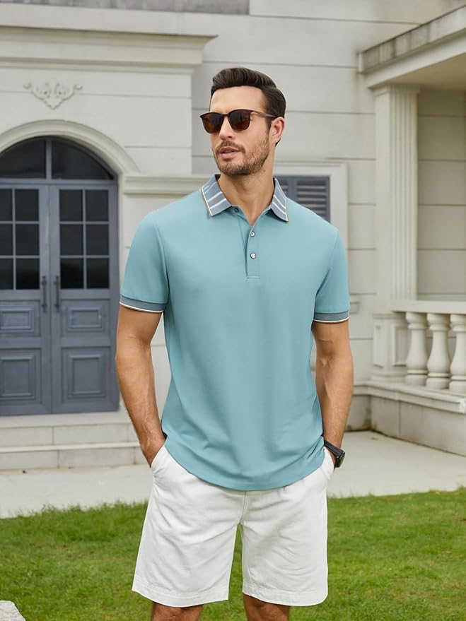 Alex Vando Mens Golf Shirts Moisture Wicking Quick-Dry Short Sleeve Fashion - Image 3