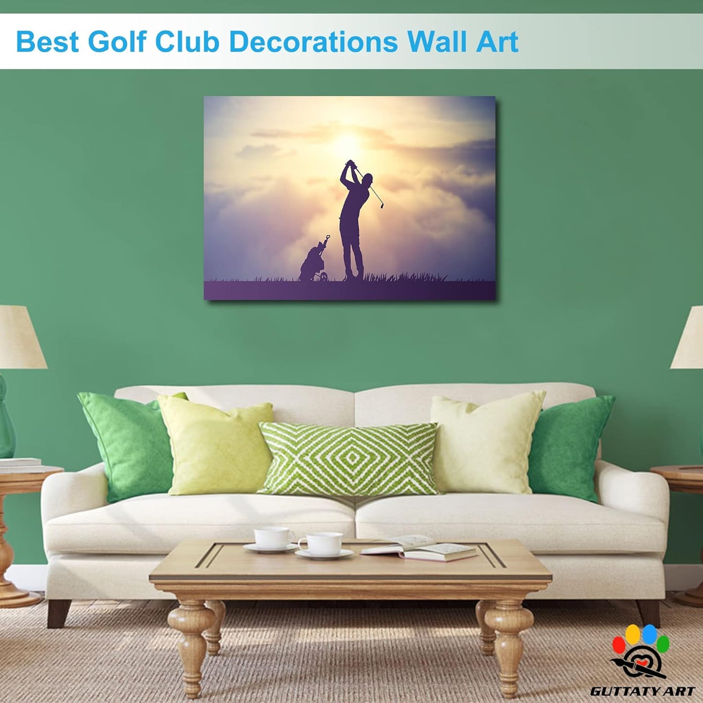 GUTTATY Golf Wall Art, Golf Pictures Posters Canvas Print Wall Decor for Golfer's Man Cave Home Ofice Ready to Hang (28x40 Inches)