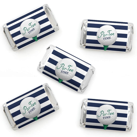 Big Dot of Happiness Par-Tee Time - Golf - Mini Candy Bar Wrapper Stickers - Birthday or Retirement Party Small Favors - 40 Count