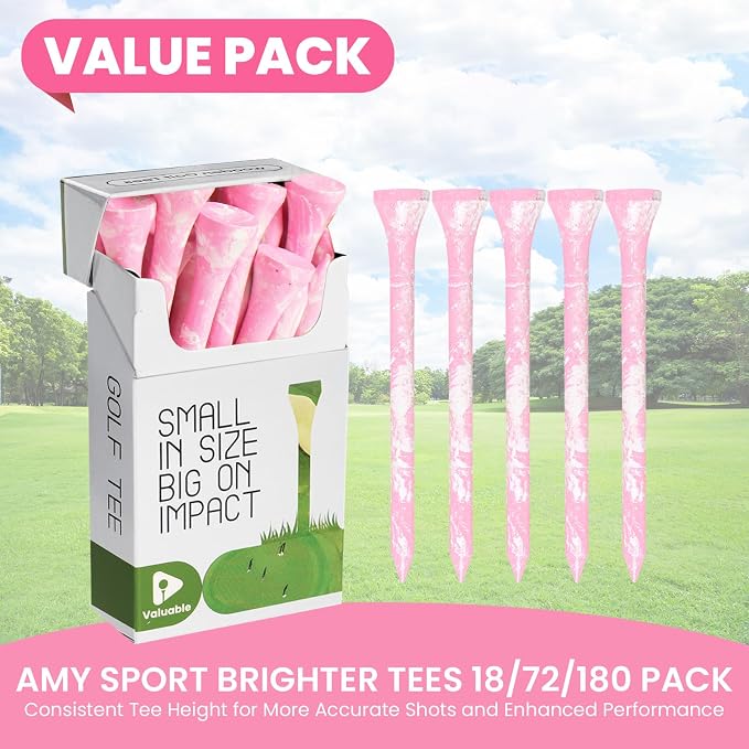 Amy Sport Colorful Golf Tees Wooden 3 1/4 2 3/4 Inch Value 18/72/180 Pack - Image 2